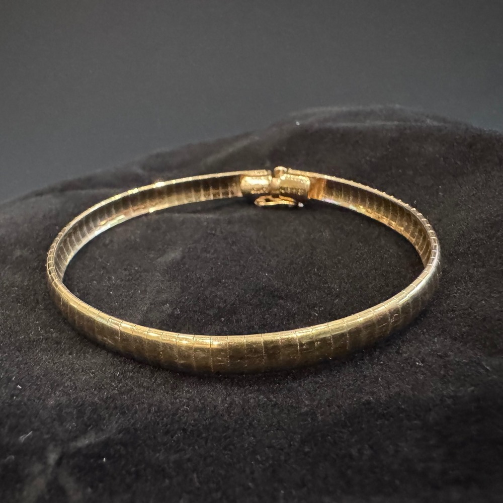 Alabaster 14KT GP Omega Chain Bracelet Gold Tone 7.25 Inch Flat Link Vintage - Picture 11 of 13